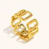 Anillo Abierto Grande de Acero Inoxidable Chapado en Oro de 18 Quilates con Diseño de Nicho Elegante, Joyería de Mano Personalizada para Mujer, Cruzada Europea y Americana