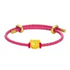 Pulsera de Cuerda de Cuero con Colgante de Cabeza de Oso PP y Oso de Fresa de la Familia Zhou Jindian con Cuentas de Transferencia para Mujer