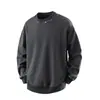 Sudadera Estilo Americano para Hombre Primavera y Otoño Nueva Tendencia Ropa Bordada con Letras Holgada Cuello Redondo Sudadera de Manga Larga Camiseta Básica