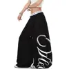 Calça de moletom esportiva estilo americano, resistente, com estampa de letras de strass, barra curva, unissex, calça larga estilo jazz dance, moderna, tendência