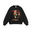 Suéter con estampado de chorro directo antiguo europeo y americano, estilo hip-hop callejero, de marca de moda, holgado, de algodón pesado lavado, con capucha de manga larga
