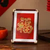 Marco de Fotos de Esquina Imitación Cobre de Gama Alta con Estilo Chino para Exhibición en la Entrada de la Sala de Estar, Arte de Pared de Caligrafía Hecha a Mano de Alta Calidad con el Carácter '' para Decoración del Estudio