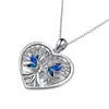 Collar Colgante Árbol de la Vida con Forma de Corazón y Mariposa de Nuevo Estilo Transfronterizo para Mujer, Conjunto de Joyería de Collar y Pendientes de Gama Alta de Nicho