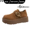 Zapatos Birkenstock de Cuero Genuino Cobertura Total Suela Gruesa Aumentadores de Altura para Mujer Nuevos Temporada Otoño Temprano 2026 Zapatos Casuales Individuales para Mujer Mocasines