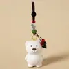 Llavero de Oso de Peluche Tallado en Madera Hecho a Mano para Hombres y Mujeres, Cadena Colgante para Mochila Escolar de Oso, Colgante Lindo, Regalo para Amigos