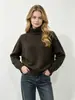 Fábrica de Origen Transfronteriza Suéter de Punto Trenzado de Cuello Alto Retro Otoño e Invierno para Mujer Estilo Holgado Perezoso Top de Punto