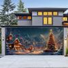 Fondo de Tela Transfronterizo Nuevo de Navidad para Puerta de Garaje Decoración de Fiesta Navideña Árbol de Navidad Fondo de Amazon Tela Colgante en