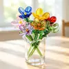 Enfeites de Flores de Vidro Mini Artesanais Personalizados, Buquês de Flores de Vidro, Arranjos de Flores Frescas Simuladas, Enfeites Decorativos para Vasos de Vidro
