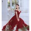 Vestido de Um Ombro Cor de Torrada para a Noiva, Novo Estilo Outono e Inverno 2026, Vestido Vermelho para Banquete de Noivado e Agradecimento de Casamento, Vestido Longo Que Pode Ser Usado Casual
