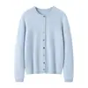 Nuevo cárdigan de punto 100% cachemira pura para otoño e invierno, color liso de moda, engrosado y cálido, top de manga larga para mujer con cuello redondo
