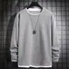 Suéter Waffles Masculino Outono e Inverno Estilo Americano com forro de lã Falso Pulôver de Duas Peças Camiseta Masculina de Cor Sólida e Manga Longa
