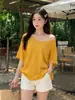 Camiseta Holgada de Corte Relajado con Mangas Murciélago y Cuello en V para Mujer, Nueva de Verano 2026, Delgada, Cubre-Todo, Top Casual Versátil
