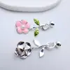 Aceite que Conserva el Color Flores Pintadas con Goteo de Aceite Incrustadas con Hebilla de Perla Pulsera DIY Collar Hebilla de Conexión de Acabado Accesorios de Joyería