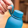 Botella deportiva de boca pequeña recubierta de goma, taza aislante de acero inoxidable 304 de doble capa al vacío, taza recta de boca pequeña estilo americano