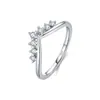 Anillo de Plata de Ley S925 Modian con Moissanita, Forma de Corona en V, para Dedo Índice de Mujer, Anillo Elegante y Versátil