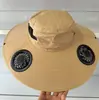 Chapéu com Aba Larga e Ventilador Solar Transfronteiriço Chapéu de Sol para Uso Externo Masculino Chapéu de Sol de Verão Chapéu de Pescador para Montanhismo