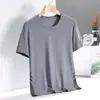 Camiseta Masculina de Seda de Gelo de Manga Curta para Adolescentes Tendência de Verão Respirável Secagem Rápida Gola Redonda Manga Curta Malha Fina