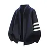Suéter de punto con tres rayas, cárdigan para hombre, chaqueta, otoño/invierno, corte holgado, estilo casual, diseño nuevo y popular, venta al por mayor para exportación y ventas transfronterizas