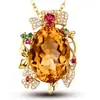 Colar com pingente TikTok Live banhado a ouro 24k Pingente de imitação de citrino Pingente de flor de tesouro de cor turmalina amarela