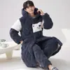 Pijama Masculino Acolchoado de Veludo Coral Três Camadas Outono e Inverno Veludo Espessado Pijama Longo com Capuz Roupas de Casa de Inverno