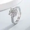 Anel de Floco de Neve com Diamante Imitação Moissanite Brilhante de Novo Estilo para Mulheres, Joia Exagerada de Luxo de Alta Qualidade, Anel Exquisito Ajustável para o Dedo Indicador