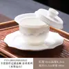 Gaiwan de porcelana blanca pintado a mano con diseño de bambú azul y blanco, juego de té de tres piezas, taza de té kung fu, cuenco de té de cerámica, juego para ceremonia del té en casa
