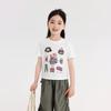 Pudding Haru Roupa de Verão Infantil Meninas Gola Redonda Manga Curta 2025 Verão Nova Camiseta Versátil Estampada de Meia Manga