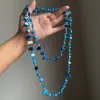 Collar largo de cuentas irregulares azules Diseño de nicho Sentido de la moda en capas Versátil Personalidad Sensación de alta gama Gargantilla Accesorio para mujer