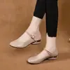 Zapatos de mujer de cuero suave con punta redonda, nueva colección primavera/otoño 2026, bailarinas Mary Jane planas con suela suave y una sola tira, zapatos de cuero de tacón bajo para primavera y otoño