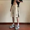 Pantalones cortos deportivos de cinco puntos con costuras bordadas, estilo vintage, rectos y casuales para jóvenes, de tendencia nacional, 2024