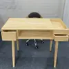 Juego de Mesa y Silla de Manicura de Madera Estilo Japonés con Aspiradora, Asiento Individual/Doble/Triple, Madera Maciza, Cajones de Almacenamiento de Doble Capa, Estación de Manicura
