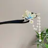 Horquilla de Madera con Borla Antigua de Ébano de Alta Calidad Nueva China Cheongsam Simple Elegante Disco para el Cabello Accesorios para el Cabello