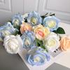 Rosa Individual Azul Hielo Triturado Flor Artificial de Seda Decoración para Sala de Estar Hogar Día de San Valentín Accesorios de Fotografía de Boda Alta Artificial