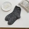 Meias cinzas femininas para outono e inverno, meias de renda na altura da panturrilha, meias de algodão sem costura para meninas de outono, meias empilháveis estilo coreano ins estilo balé
