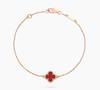 Pulseira de trevo de quatro folhas em V dourado, versão alta, mini, esculpida em CNC, flor única, totalmente cravejada de diamantes, joia de mão elegante e da moda de luxo leve para mulheres