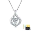 Collar de plata de ley S925 con moissanita para mujer, colgante de corazón y gota de agua, cadena para clavícula moderna y de lujo ligero, suministro al por mayor para transmisión en vivo