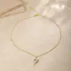 Collar de Oro para Mujer con Colgante de Perla Europeo y Americano Transfronterizo, Moderno y Versátil, Diseño Elegante y con Estilo, Cadena para Clavícula para Citas