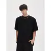 Camiseta de Manga Corta de Alta Gama para Hombre, Verano Nuevo Estilo Coreano Marca de Moda Diseño Metálico Fresca Camiseta de Media Manga Top