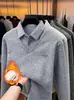 Suéter Grueso de Terciopelo Falso de Dos Piezas para Hombre Invierno 2026, Tejido de Terciopelo Integrado, Capa Base Cálida, Camisa Polo