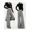 Pantalones casuales versátiles de pierna ancha estrecha de cintura alta de principios de otoño, versión serie LU, pantalones de tela Yaseel simples y elegantes