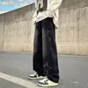 Calça jeans de cinco pontas estilo americano, calça masculina de outono de perna larga, modelagem solta, reta, retrô e moderna