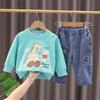 Moletom para meninos terno Outono Duas Peças Bebê Estilo Ocidental Manga Comprida Roupas Dos Desenhos Animados Primavera E Outono Infantil Roupas Infantis
