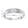 Elegante Pulseira de Brocado Prateado Tipo Brocado Sólido Presente de Aniversário Flores Ricas e Preciosas Orquídeas Esculpidas Pulseira de Empurrar e Puxar Joia