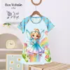 Pijama Nuevo para Niños 2025 Pijama de Verano para Mujer Estilo Princesa para Niñas Vestido de Pijama de Dibujos Animados Lindo Vestido Delgado de Hielo y Nieve