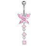Set de 5 piezas de piercing para ombligo de acero inoxidable transfronterizo con lazo simple e incrustación de circonita, joyería piercing sexy en forma de corazón al por mayor