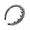Diadema de Punto Trenzado Estilo Coreano con Perlas de Cristal y Borde Ancho para Mujer, Gorro Alto Esponjoso que Hace que la Cara Parezca Más Pequeña, Diadema para Uso Diario al Aire Libre
