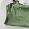 Camiseta Feminina de Algodão e Linho Solta de Manga Curta Verão 2022 Coreana Algodão Rústico Cor Sólida Gola Redonda Top Camisa Básica