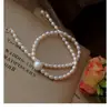 Collar de perlas de agua dulce con diseño de nicho coreano para mujer, colgante de perla barroca cuadrada de forma especial, cadena de clavícula para mujer