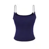 Camisola Estilo Deseo Puro Ajustada de Tirantes Finos con Tira de Cuero y Copas, Versátil Top Corto Base Ajustado de Verano