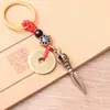 Latón Puro Mortero Mágico de Una Palabra Mortero Vajra Cuerda Roja Monedas de los Cinco Emperadores Colgante para Llavero de Coche Colgante para Bolso Pequeños Accesorios